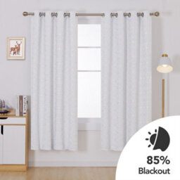 Deconovo Functional Thermal Insulated Curtains, Gold Diamond Printed Eyelet Curtains, W66 X L72 Inch, Silver Grey, One Pair - thumbnail 2