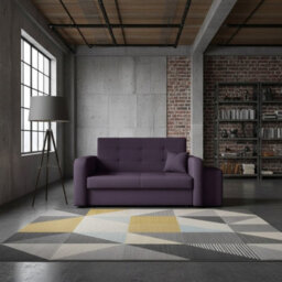 Viva Home Ii Sofa Bed With Two Ottomans For Living Room Chipboard Metal Legs Sleeping Function 158 Cm Purple Right - thumbnail 2