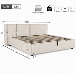Super King Ottoman Storage Bed With Split Headboard - thumbnail 6