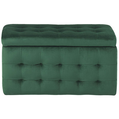 Beliani Velvetique Green Velvet Ottoman Tufted Storage Bench - Tufted Storage Ottoman With Lift-Top Lid, W72 X D42 X H40Cm - image 1