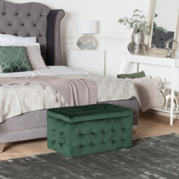 Beliani Velvetique Green Velvet Ottoman Tufted Storage Bench - Tufted Storage Ottoman With Lift-Top Lid, W72 X D42 X H40Cm - thumbnail 2