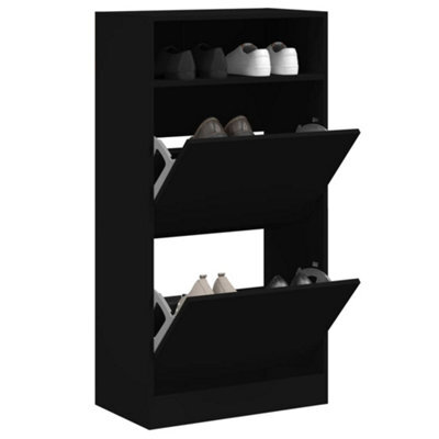 Berkfield Shoe Cabinet Black 60X34X116 Cm Engineered Wood - image 1