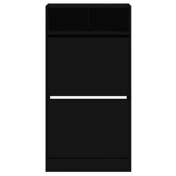 Berkfield Shoe Cabinet Black 60X34X116 Cm Engineered Wood - thumbnail 5