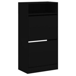 Berkfield Shoe Cabinet Black 60X34X116 Cm Engineered Wood - thumbnail 4