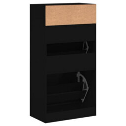 Berkfield Shoe Cabinet Black 60X34X116 Cm Engineered Wood - thumbnail 7