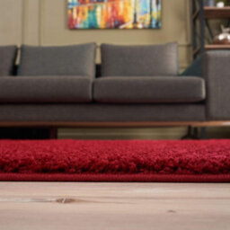 The Rugs Red Soft Plain Design Fluffy Shaggy Rugs And Runners High Pile Living Room Kitchen Hallway 380 - thumbnail 4