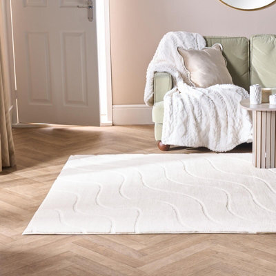 Ohs Tufted Contour Rug Soft Floor Carpet Non Slip Area Mat, Ivory - 120Cm X 170Cm - image 1