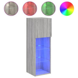 Walplus Tv Cabinet With Led Lights Grey Sonoma 30.5X30X90 Cm - thumbnail 2