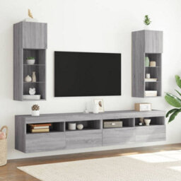 Walplus Tv Cabinet With Led Lights Grey Sonoma 30.5X30X90 Cm - thumbnail 3