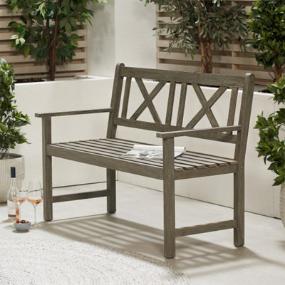 Pacific Lifestyle Grey 2 Seater Acacia Wood Garden Bench - image 1