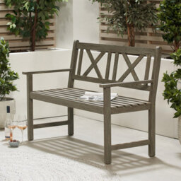 Pacific Lifestyle Grey 2 Seater Acacia Wood Garden Bench - thumbnail 1