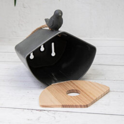 Annibells Japanese Style Grey Bamboo Bird House - Rope Hanging Or Wall Mounted - thumbnail 2