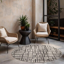 The Rugs Ted Baker Indoor Outdoor Crouch Round Abstract Rug In Black - thumbnail 3