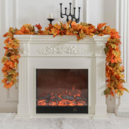 CLEFFNS 6Pcs Yellow Red Fall Maple Leaves Garland, 5.74Ft Artificial Maple Leaf Autumn Garland Hanging Fall Vines Thanksgiving Decorations - thumbnail 3