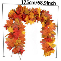CLEFFNS 6Pcs Yellow Red Fall Maple Leaves Garland, 5.74Ft Artificial Maple Leaf Autumn Garland Hanging Fall Vines Thanksgiving Decorations - thumbnail 2