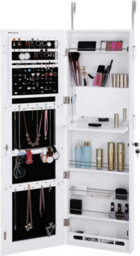 Songmics Jewellery Cabinet, Frameless Extra Wide Mirrored Storage Stand, Jewellery Organiser With Hooks And Built-In Mirror - thumbnail 4
