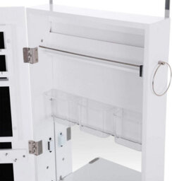 Songmics Jewellery Cabinet, Frameless Extra Wide Mirrored Storage Stand, Jewellery Organiser With Hooks And Built-In Mirror - thumbnail 3