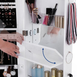 Songmics Jewellery Cabinet, Frameless Extra Wide Mirrored Storage Stand, Jewellery Organiser With Hooks And Built-In Mirror - thumbnail 6