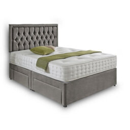 Dining Tables Lisbon Matching Headboard Divan Set, 2 Drawer On Same Side With Sprung 1500 Comfort Mattress - Plush Grey - King - thumbnail 4