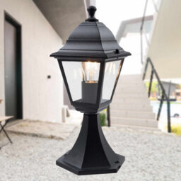 First Choice Lighting Cambridge - Black & Glass Four Sided Lantern Ip44 Outdoor Post Light - thumbnail 4