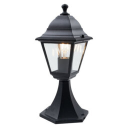 First Choice Lighting Cambridge - Black & Glass Four Sided Lantern Ip44 Outdoor Post Light