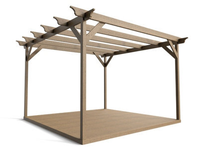 Arbor Garden Solutions Timber Pergola And Decking Complete Diy Kit, Champion Design (3M X 3M, Rustic Brown Finish) - image 1