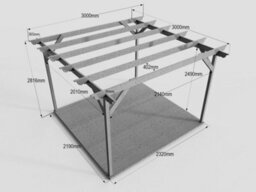Arbor Garden Solutions Timber Pergola And Decking Complete Diy Kit, Champion Design (3M X 3M, Rustic Brown Finish) - thumbnail 8