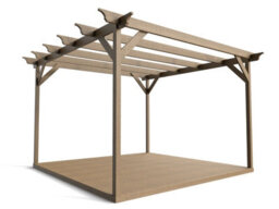 Arbor Garden Solutions Timber Pergola And Decking Complete Diy Kit, Champion Design (3M X 3M, Rustic Brown Finish) - thumbnail 1