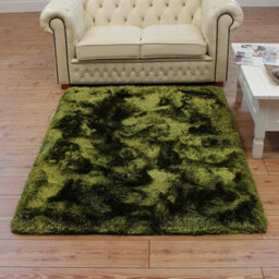 Plush Green Luxury Shaggy Polyester Sparkle Modern Luxurious Handmade Easy To Clean Rug For Living Room And Bedroom-120Cm X 170Cm - thumbnail 3