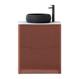 Royal Bathrooms Avenza 700mm Terracotta Clay Floor Standing Countertop Bathroom Vanity Unit 2 Drawer With Milan Black Basin - thumbnail 6