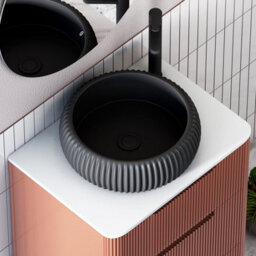 Royal Bathrooms Avenza 700mm Terracotta Clay Floor Standing Countertop Bathroom Vanity Unit 2 Drawer With Milan Black Basin - thumbnail 7