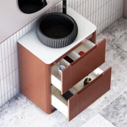 Royal Bathrooms Avenza 700mm Terracotta Clay Floor Standing Countertop Bathroom Vanity Unit 2 Drawer With Milan Black Basin - thumbnail 5