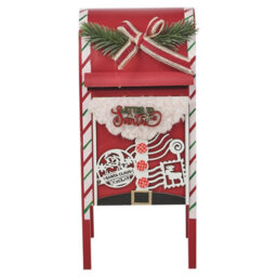 Urbn-Living Urbnliving 30Cm Height Christmas Xmas Wooden Letter Mail Box Santa Arched Decorative Red Table Ornament - thumbnail 5