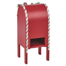 Urbn-Living Urbnliving 30Cm Height Christmas Xmas Wooden Letter Mail Box Santa Arched Decorative Red Table Ornament - thumbnail 2