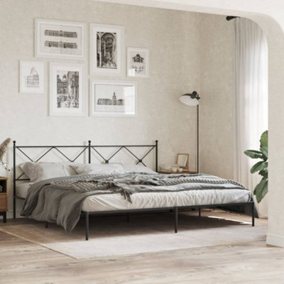 Berkfield Metal Bed Frame Without Mattress With Headboard Black 200X200Cm - image 1