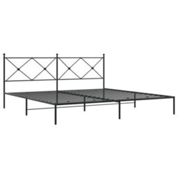 Berkfield Metal Bed Frame Without Mattress With Headboard Black 200X200Cm - thumbnail 3