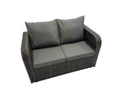 Fimous Rattan Garden Outdoor Furniture Set 3 Seater Sofa Love Sofa Coffee Table With 3 Footstools 2 Side Table Dark Grey Mixed - thumbnail 5