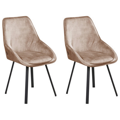 Beliani Set Of 2 Dining Chairs Swivel Terlton Velvet Beige - image 1