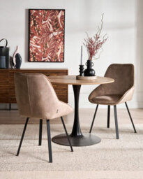 Beliani Set Of 2 Dining Chairs Swivel Terlton Velvet Beige - thumbnail 2