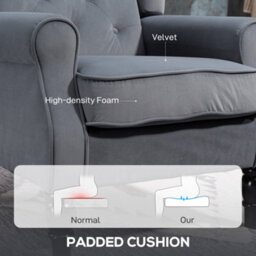 Homcom Accent Armchair Home Furniture Retro Tufted Club Fabric Grey - thumbnail 5