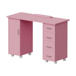 Living And Home Pink Mobile 4 Drawersmanicure Table With Cabinet And Lockable Casters, 110Cm(W) X 45Cm(D) X 75Cm(H) - thumbnail 3