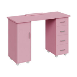 Living And Home Pink Mobile 4 Drawersmanicure Table With Cabinet And Lockable Casters, 110Cm(W) X 45Cm(D) X 75Cm(H) - thumbnail 4