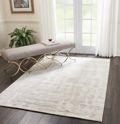 Ivory Grey Wool Handmade Luxurious Modern ,abstract Rug Easy To Clean Living Room And Bedroom-297Cm X 419Cm