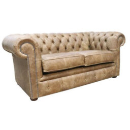 Chesterfield Handmade 2 Seater Settee Sofa Cracked Wax Tan Real Leather - thumbnail 3