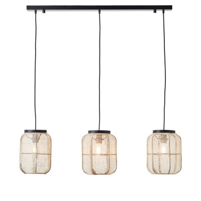 Luminosa Lighting Luminosa Zaire Single Pendant Ceiling Lamp, Natural Linen, Matt Black - image 1
