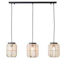 Luminosa Lighting Luminosa Zaire Single Pendant Ceiling Lamp, Natural Linen, Matt Black