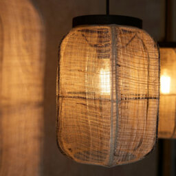 Luminosa Lighting Luminosa Zaire Single Pendant Ceiling Lamp, Natural Linen, Matt Black - thumbnail 5