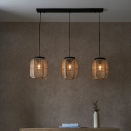Luminosa Lighting Luminosa Zaire Single Pendant Ceiling Lamp, Natural Linen, Matt Black - thumbnail 4