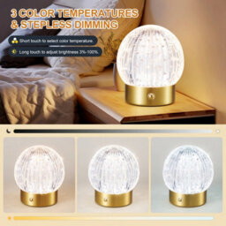 Harper Living Rechargeable Table Lamp, Small Battery Operated Desk Lamp, Globe Shade, Gold Finish - thumbnail 7