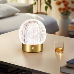 Harper Living Rechargeable Table Lamp, Small Battery Operated Desk Lamp, Globe Shade, Gold Finish - thumbnail 3